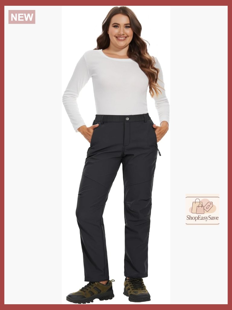 Women's Fleece Hiking Pants - Mid-Rise Loose Fit Joggers For Outdoor Workouts